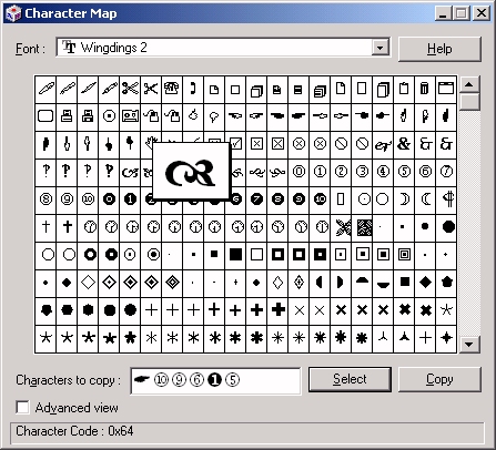 using character map to decipher the puzzle